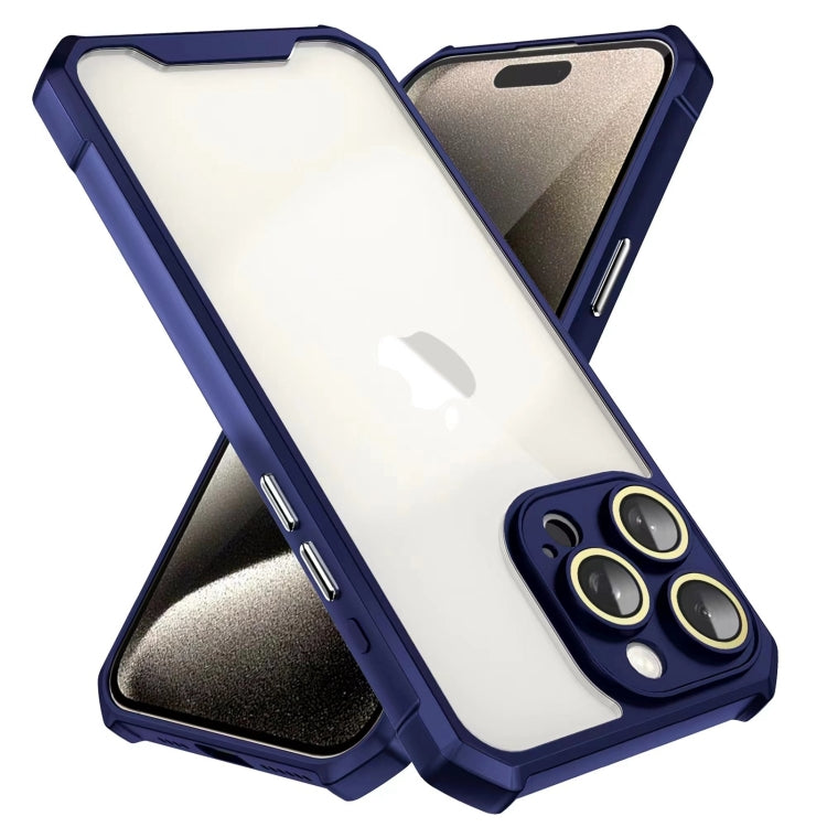 For iPhone 16 Shockproof Acrylic Phone Case with Lens Glass Film(Blue) - iPhone 16 Cases by PMC Jewellery | Online Shopping South Africa | PMC Jewellery | Buy Now Pay Later Mobicred