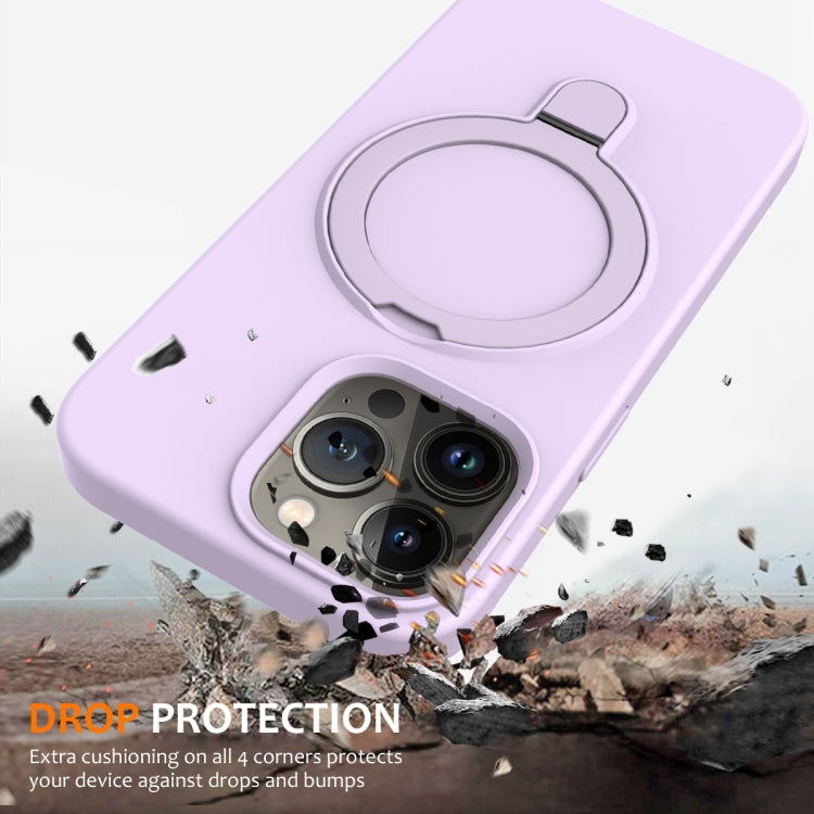 For iPhone 13 Pro MagSafe Magnetic Liquid Silicone Phone Case with Ring Holder(Lilac Purple) - iPhone 13 Pro Cases by PMC Jewellery | Online Shopping South Africa | PMC Jewellery