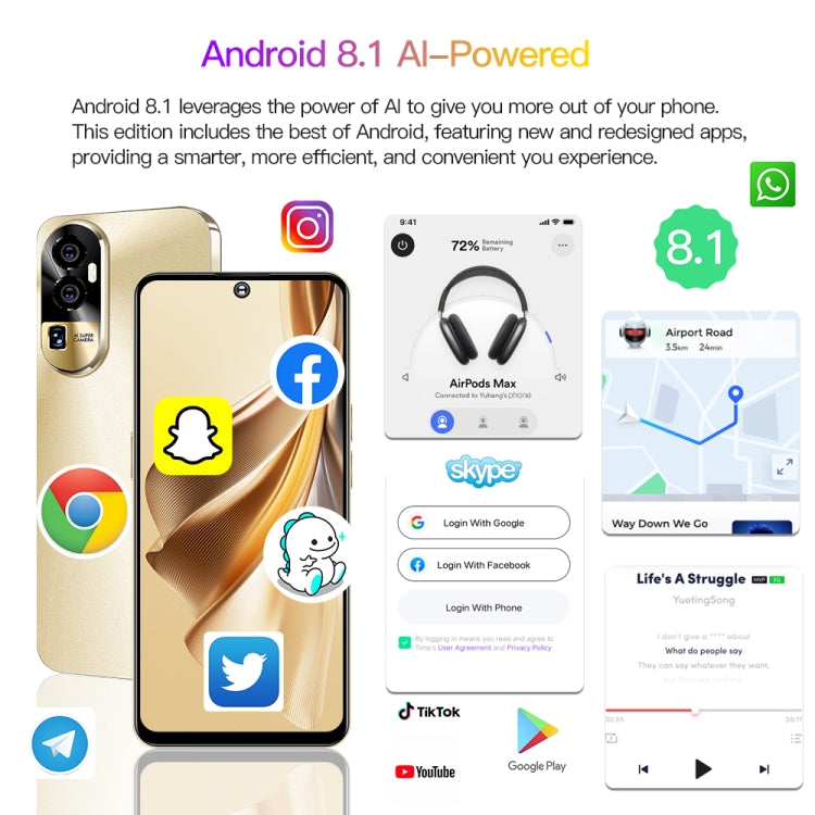 Reno10Pro+ / U22, 3GB+32GB, 6.53 inch Screen, Face Identification, Android 8.1 MTK6737 Quad Core, Network: 4G, OTG, Dual SIM(Yellow) -  by PMC TechLife | Online Shopping South Africa | PMC TechLife
