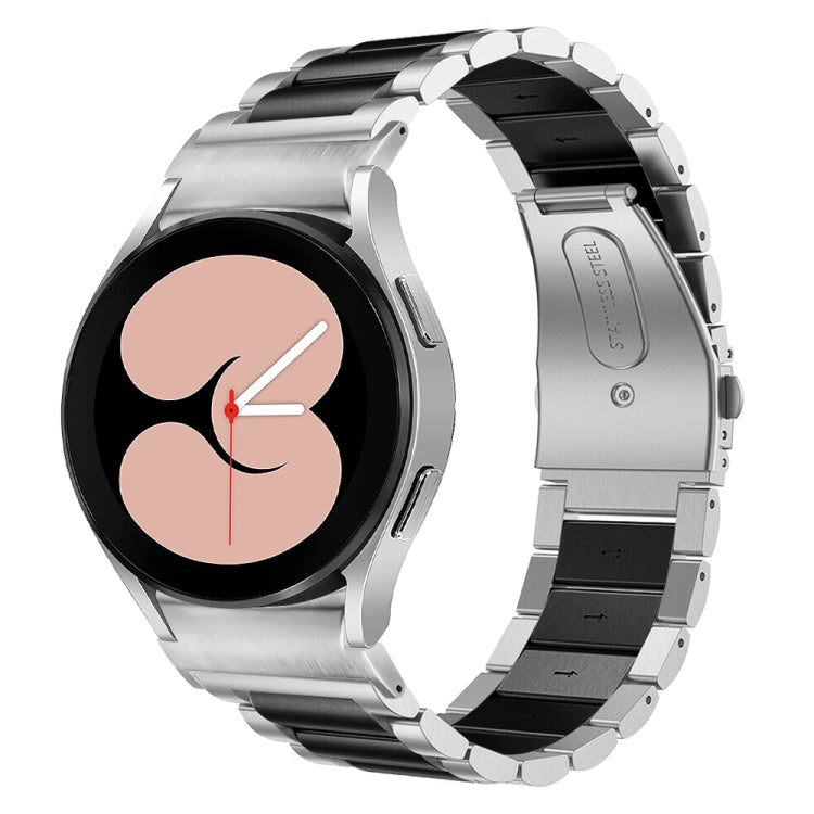 For Samsung Galaxy Watch 6 Quick Release Button Three-bead Stainless Steel Watch Band(Silver Black) - free shipping - PMC TechLife - Order now!