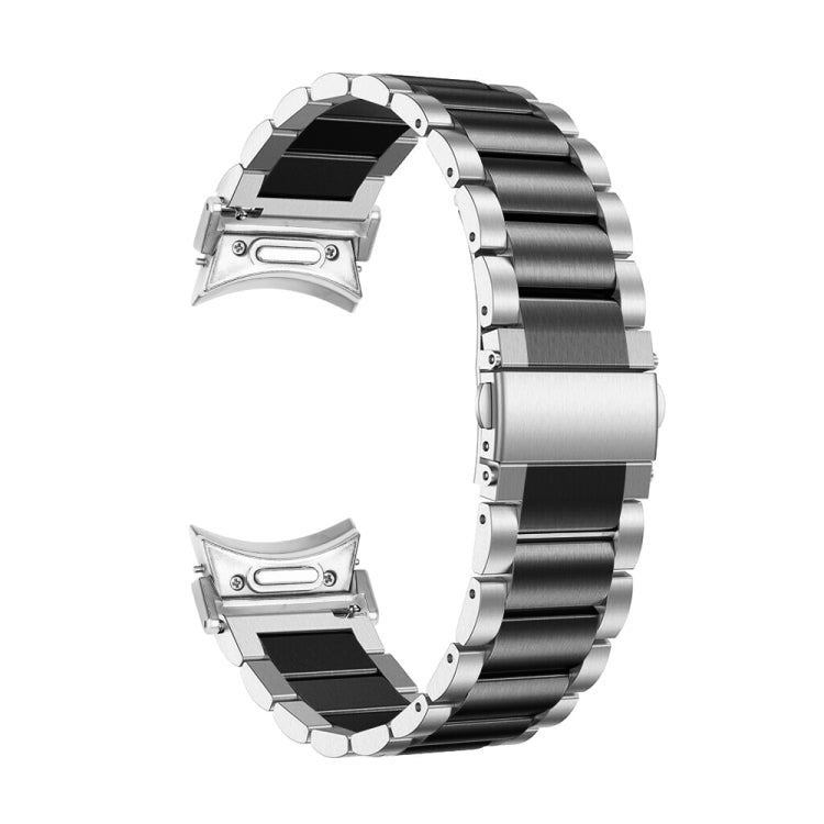 For Samsung Galaxy Watch 6 Quick Release Button Three-bead Stainless Steel Watch Band(Silver Black) - free shipping - PMC TechLife - Order now!