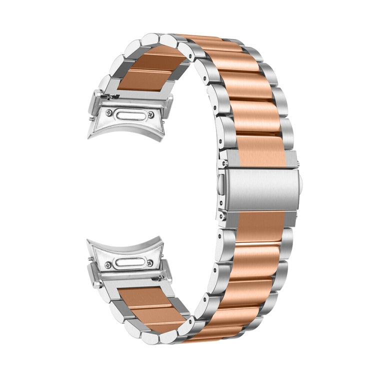 For Samsung Galaxy Watch 6 Quick Release Button Three-bead Stainless Steel Watch Band(Silver Rose Gold) - free shipping - PMC TechLife - Order now!
