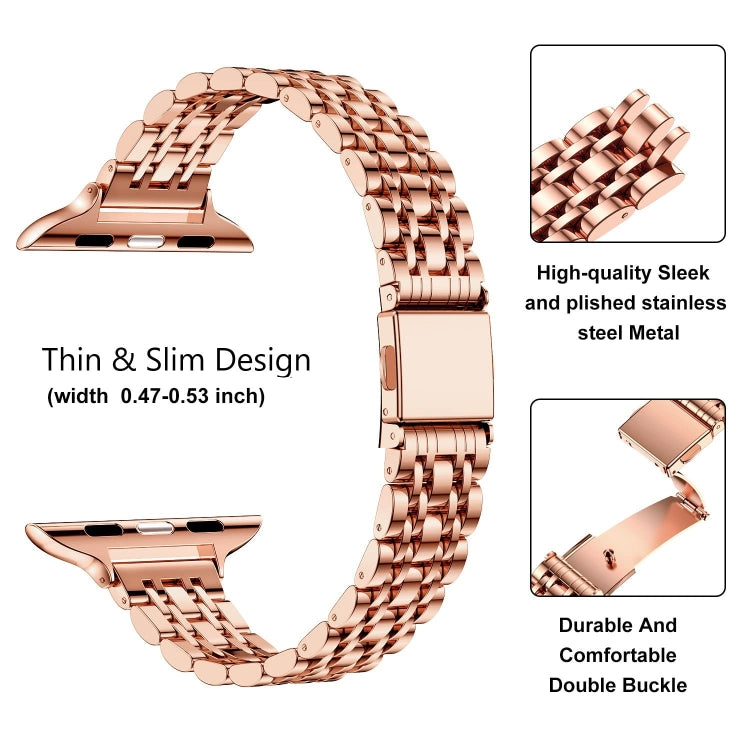 For Apple Watch SE 2023 44mm Slim Seven Bead Slingshot Buckle Metal Watch Band(Rose Gold) - free shipping - PMC TechLife - Order now!