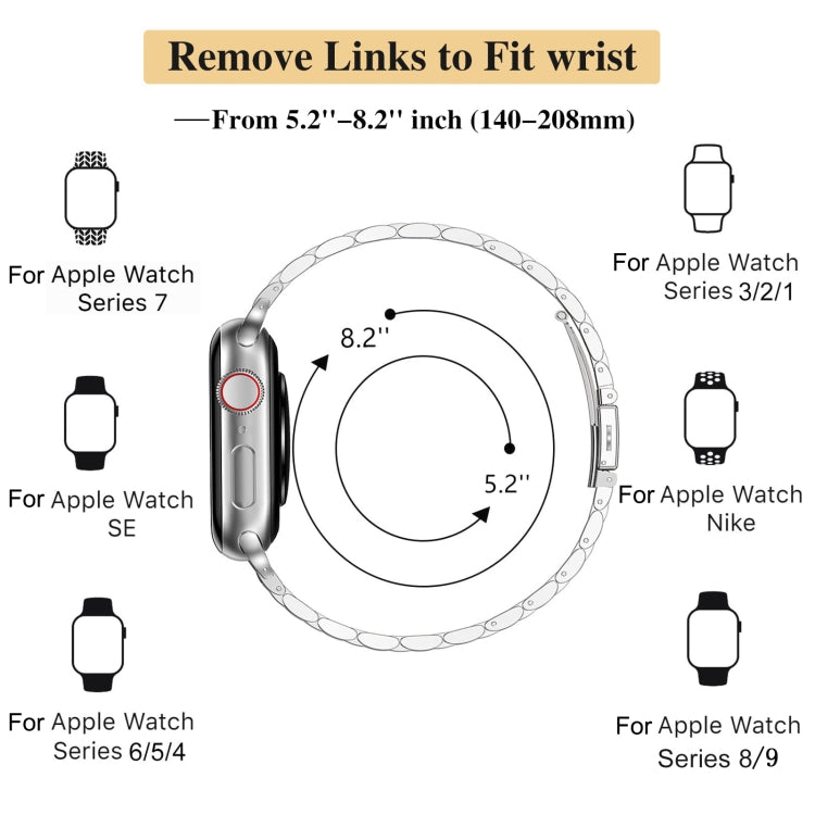 For Apple Watch SE 2023 40mm Slim Seven Bead Slingshot Buckle Metal Watch Band(Silver) - Watch Bands by PMC TechLife | Online Shopping South Africa | PMC TechLife