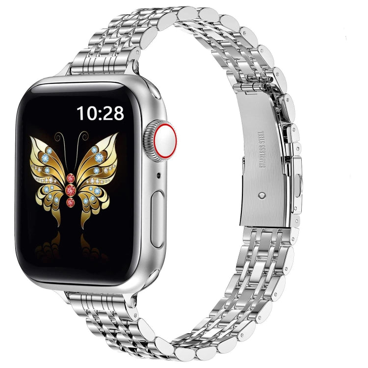 For Apple Watch Series 4 40mm Slim Seven Bead Slingshot Buckle Metal Watch Band(Silver) - free shipping - PMC TechLife - Order now!