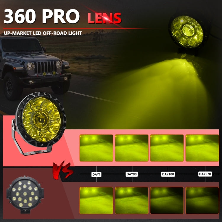 E16 55W 6000LM / 6000K 7 inch Off-road Vehicle Round Work Light(Yellow Light) - Work Lights by PMC Jewellery | Online Shopping South Africa | PMC Jewellery | Buy Now Pay Later Mobicred