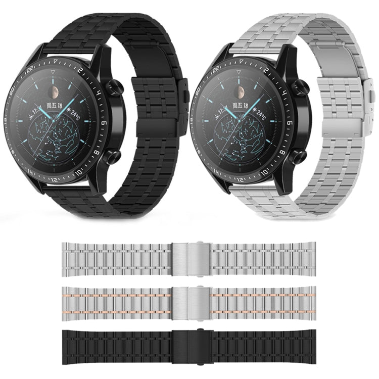 20mm Universal Dual Press Buckle Five-bead Stainless Steel Watch Band(Silver Rose Gold) - free shipping - PMC TechLife - Order now!
