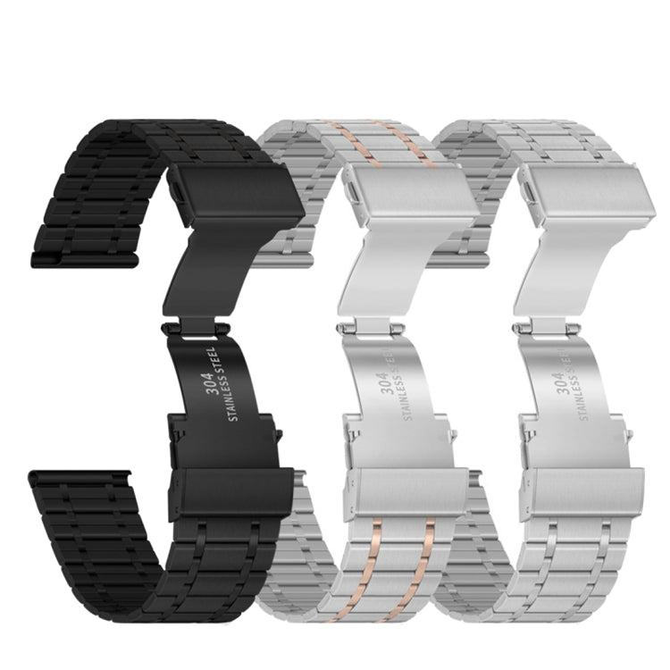 20mm Universal Dual Press Buckle Five-bead Stainless Steel Watch Band(Silver) - free shipping - PMC TechLife - Order now!