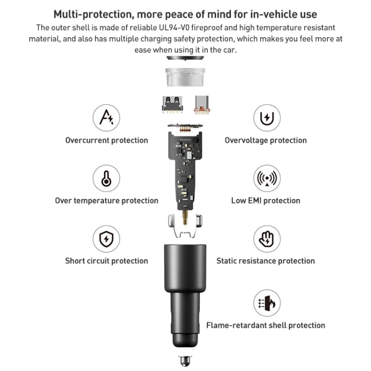 Original Xiaomi 43W Dual Ports USB + USB-C / Type-C Car Charger 1A1C(Black) - Car Charger by Xiaomi | Online Shopping South Africa | PMC TechLife | Buy Now Pay Later Mobicred
