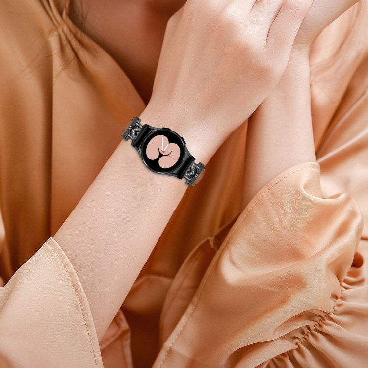For Samsung Galaxy Watch6 / 6 Classic M Letter D-shaped Twill Leather Watch Band(Black Brown) - Watch Bands by PMC TechLife | Online Shopping South Africa | PMC TechLife