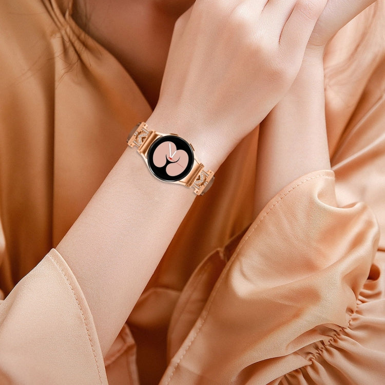 For Samsung Galaxy Watch6 / 6 Classic M Letter D-shaped Twill Leather Watch Band(Rose Gold Brown) - Watch Bands by PMC TechLife | Online Shopping South Africa | PMC TechLife | Buy Now Pay Later Mobicred