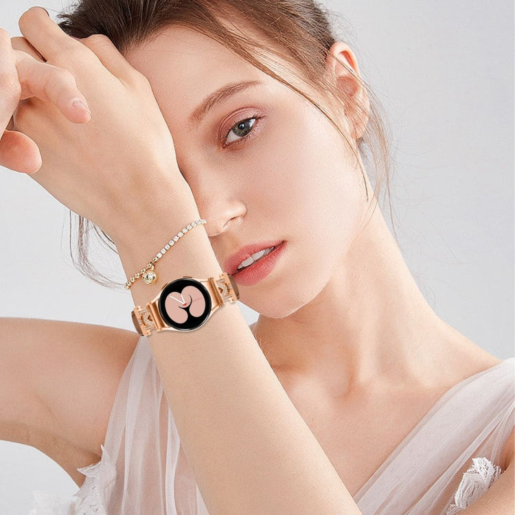 For Samsung Galaxy Watch6 / 6 Classic M Letter D-shaped Twill Leather Watch Band(Rose Gold Brown) - Watch Bands by PMC TechLife | Online Shopping South Africa | PMC TechLife | Buy Now Pay Later Mobicred