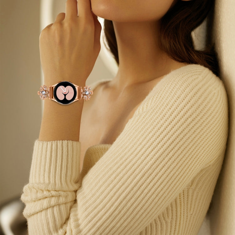 For Samsung Galaxy Watch6 / 6 Classic Bowknot Glitter Diamond Bracelet Watch Band(Rose Gold) - Watch Bands by PMC TechLife | Online Shopping South Africa | PMC TechLife