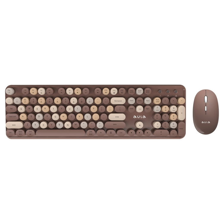 AULA AC306 104 Keys Retro Wireless Keyboard + Mouse Combo Set(Coffee Colorful) - Wireless Keyboard by AULA | Online Shopping South Africa | PMC Jewellery | Buy Now Pay Later Mobicred