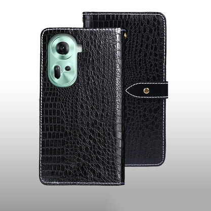 For OPPO Reno11 5G Global idewei Crocodile Texture Leather Phone Case(Black) - Reno11 Cases by idewei | Online Shopping South Africa | PMC Jewellery | Buy Now Pay Later Mobicred