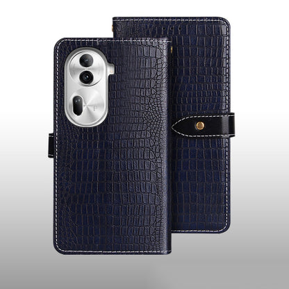 For OPPO Reno11 Pro 5G Global idewei Crocodile Texture Leather Phone Case(Dark Blue) - Reno11 Pro Cases by idewei | Online Shopping South Africa | PMC Jewellery | Buy Now Pay Later Mobicred