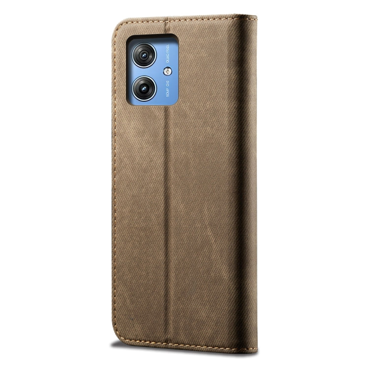 For Motorola Moto G54 Power 5G Denim Texture Flip Leather Phone Case(Khaki) - free shipping - PMC TechLife - Order now!