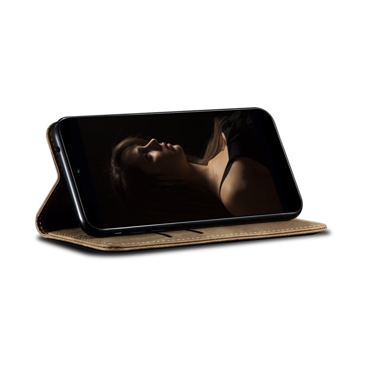 For Motorola Moto G54 Power 5G Denim Texture Flip Leather Phone Case(Khaki) - free shipping - PMC TechLife - Order now!