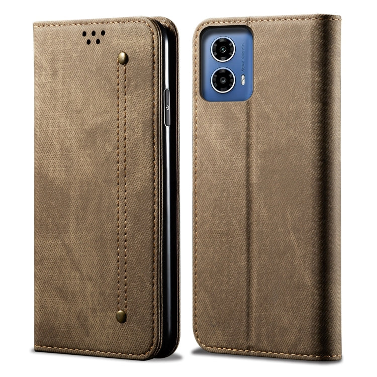 For Motorola Moto G34 5G / G45 5G Denim Texture Flip Leather Phone Case(Khaki) - free shipping - PMC TechLife - Order now!