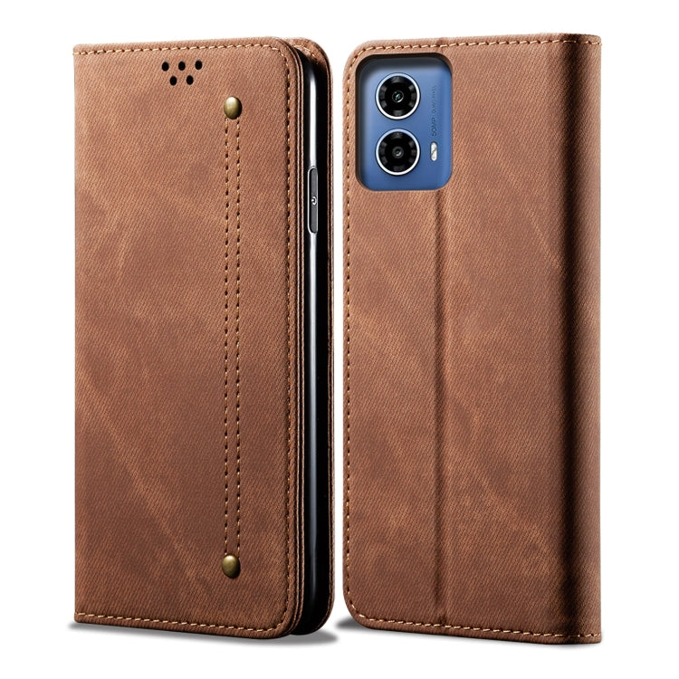 For Motorola Moto G34 5G / G45 5G Denim Texture Flip Leather Phone Case(Brown) - free shipping - PMC TechLife - Order now!