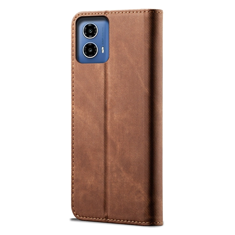 For Motorola Moto G34 5G / G45 5G Denim Texture Flip Leather Phone Case(Brown) - free shipping - PMC TechLife - Order now!