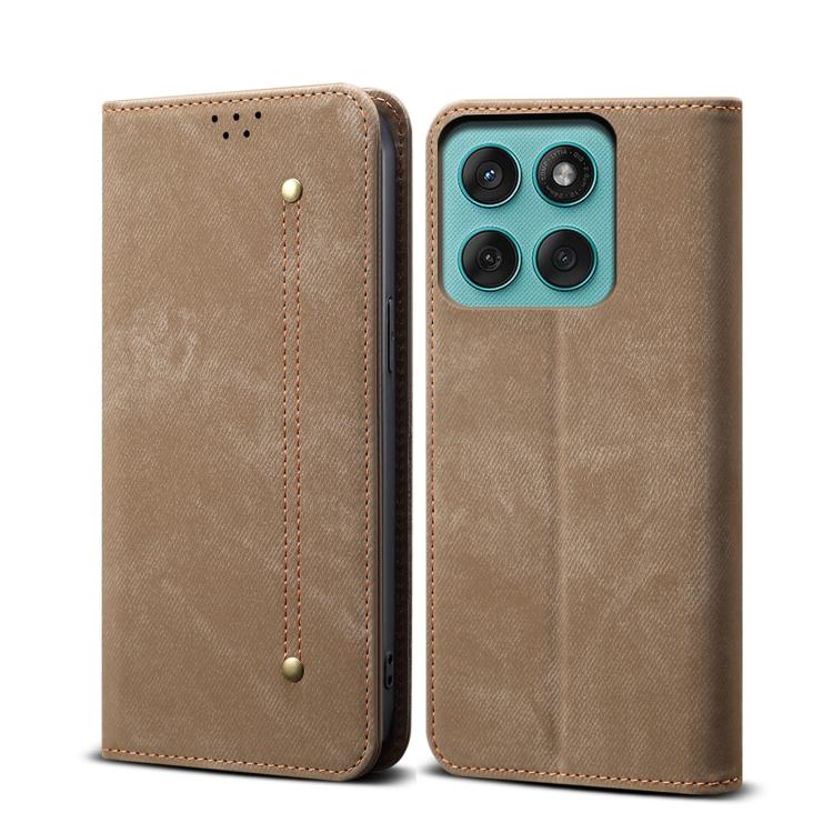 For Motorola Edge 60 Denim Texture Flip Leather Phone Case(Khaki) - free shipping - PMC TechLife - Order now!