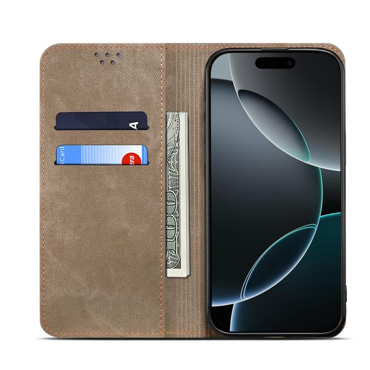 For Motorola Edge 60 Denim Texture Flip Leather Phone Case(Khaki) - free shipping - PMC TechLife - Order now!