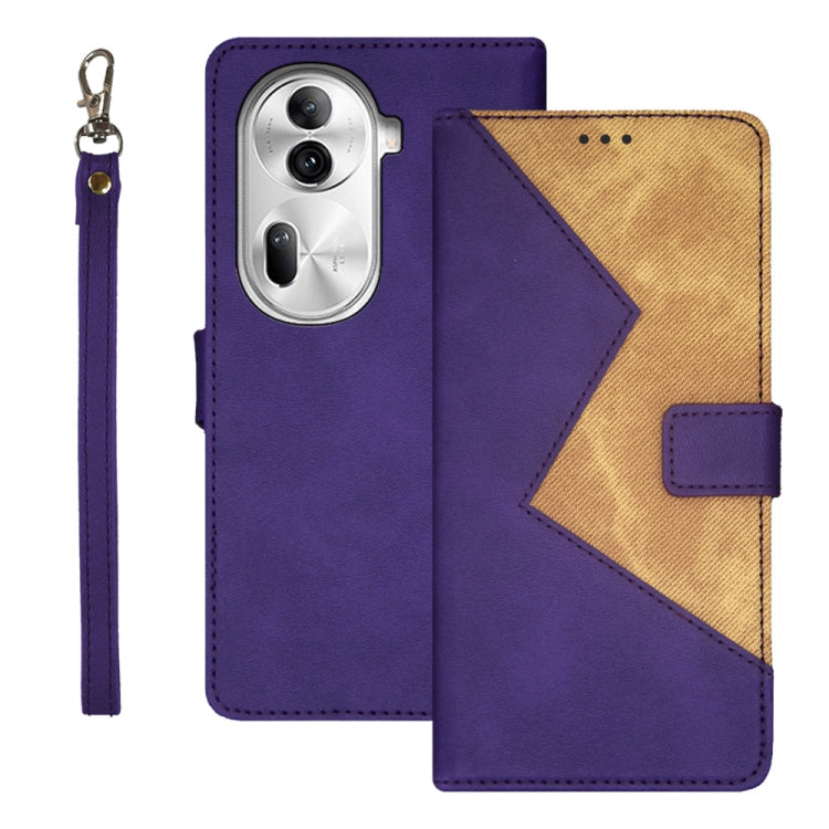 For OPPO Reno11 Pro 5G Global idewei Two-color Splicing Leather Phone Case(Purple) - Reno11 Pro Cases by idewei | Online Shopping South Africa | PMC Jewellery | Buy Now Pay Later Mobicred