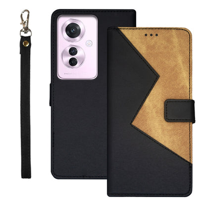 For OPPO Reno11 F idewei Two-color Splicing Leather Phone Case(Black) - Reno11 F Cases by idewei | Online Shopping South Africa | PMC Jewellery | Buy Now Pay Later Mobicred