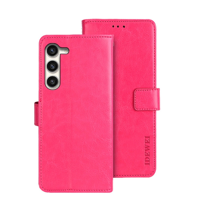 For Samsung Galaxy S24+ 5G idewei Crazy Horse Texture Leather Phone Case(Rose Red) - Galaxy S24+ 5G Cases by idewei | Online Shopping South Africa | PMC Jewellery | Buy Now Pay Later Mobicred