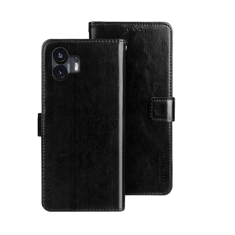 For Nothing Phone 2 idewei Crazy Horse Texture Leather Phone Case with Holder(Black) - More Brand by idewei | Online Shopping South Africa | PMC Jewellery | Buy Now Pay Later Mobicred