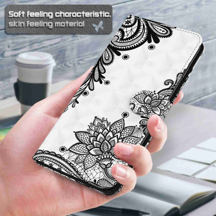 For Xiaomi Redmi 13C 5G / 4G 3D Painting Pattern Flip Leather Phone Case(Diagonal Black Flower) - Xiaomi Cases by PMC Jewellery | Online Shopping South Africa | PMC Jewellery | Buy Now Pay Later Mobicred