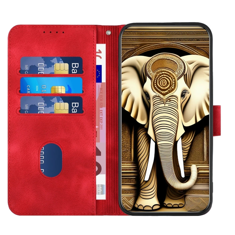 For Google Pixel 9 YX0060 Elephant Head Embossed Phone Leather Case with Lanyard(Red) - Google Cases by PMC Jewellery | Online Shopping South Africa | PMC Jewellery | Buy Now Pay Later Mobicred