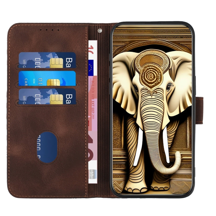 For Google Pixel 9 YX0060 Elephant Head Embossed Phone Leather Case with Lanyard(Coffee) - Google Cases by PMC TechLife | Online Shopping South Africa | PMC TechLife | Buy Now Pay Later Mobicred