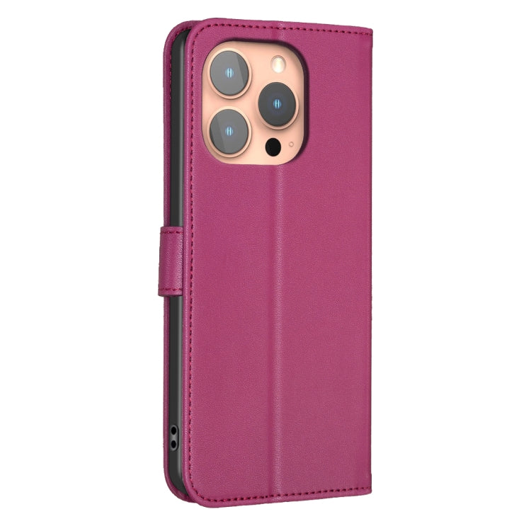 For iPhone 16 Pro Max Four-leaf Embossed Leather Phone Case(Rose Red) - iPhone 16 Pro Max Cases by PMC Jewellery | Online Shopping South Africa | PMC Jewellery | Buy Now Pay Later Mobicred