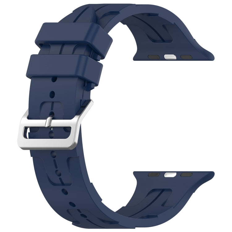 For Apple Watch SE 2023 44mm H Texture Silicone Ladder Buckle Watch Band(Midnight Blue) - Watch Bands by PMC TechLife | Online Shopping South Africa | PMC TechLife