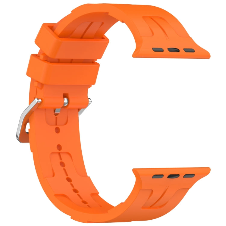 For Apple Watch SE 2023 40mm H Texture Silicone Ladder Buckle Watch Band(Orange) - Watch Bands by PMC TechLife | Online Shopping South Africa | PMC TechLife