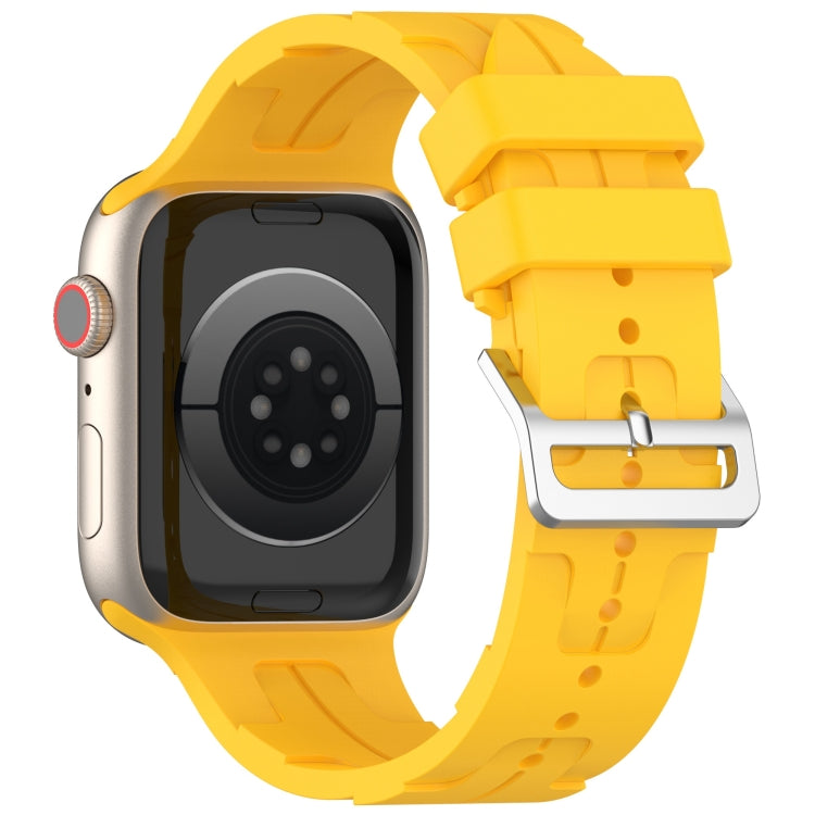 For Apple Watch Ultra 2 49mm H Texture Silicone Ladder Buckle Watch Band(Yellow) - Watch Bands by PMC TechLife | Online Shopping South Africa | PMC TechLife