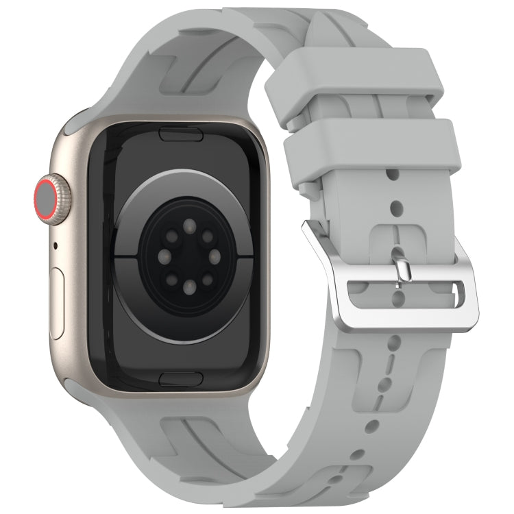 For Apple Watch Series 9 45mm H Texture Silicone Ladder Buckle Watch Band(Grey) - Watch Bands by PMC TechLife | Online Shopping South Africa | PMC TechLife | Buy Now Pay Later Mobicred