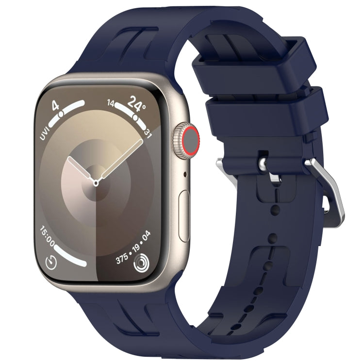 For Apple Watch Series 9 45mm H Texture Silicone Ladder Buckle Watch Band(Midnight) - Watch Bands by PMC TechLife | Online Shopping South Africa | PMC TechLife