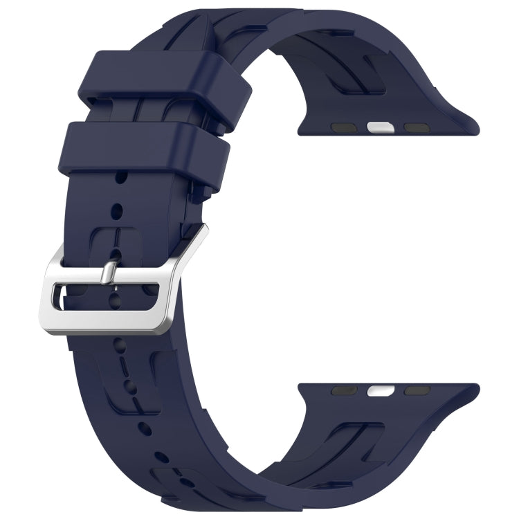 For Apple Watch Series 9 45mm H Texture Silicone Ladder Buckle Watch Band(Midnight) - Watch Bands by PMC TechLife | Online Shopping South Africa | PMC TechLife