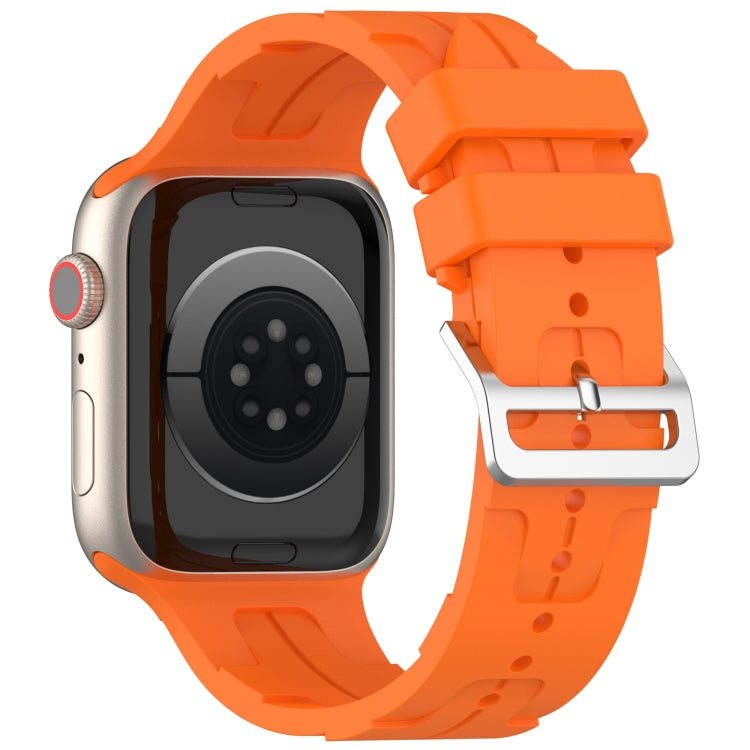 For Apple Watch Ultra 49mm H Texture Silicone Ladder Buckle Watch Band(Orange) - Watch Bands by PMC TechLife | Online Shopping South Africa | PMC TechLife