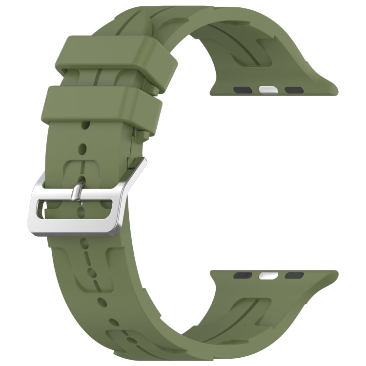 For Apple Watch Series 7 41mm H Texture Silicone Ladder Buckle Watch Band(Army Green) - Watch Bands by PMC TechLife | Online Shopping South Africa | PMC TechLife