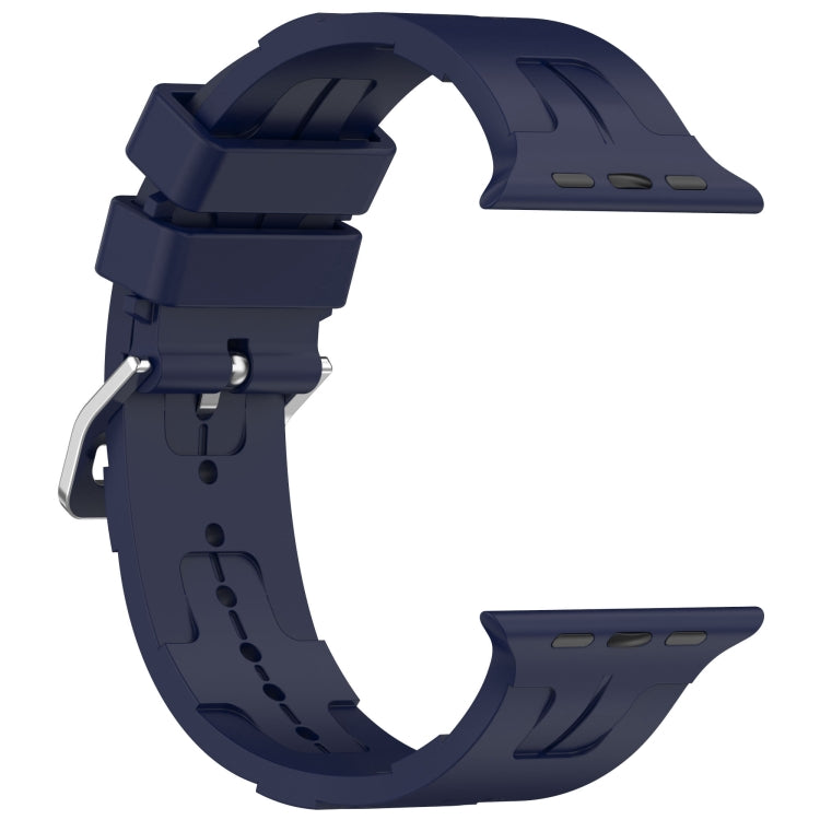 For Apple Watch Series 7 41mm H Texture Silicone Ladder Buckle Watch Band(Midnight) - Watch Bands by PMC TechLife | Online Shopping South Africa | PMC TechLife