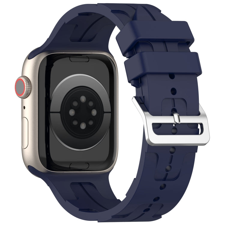 For Apple Watch Series 7 41mm H Texture Silicone Ladder Buckle Watch Band(Midnight) - Watch Bands by PMC TechLife | Online Shopping South Africa | PMC TechLife