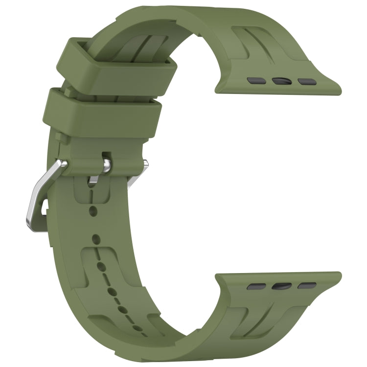 For Apple Watch SE 40mm H Texture Silicone Ladder Buckle Watch Band(Army Green) - Watch Bands by PMC TechLife | Online Shopping South Africa | PMC TechLife