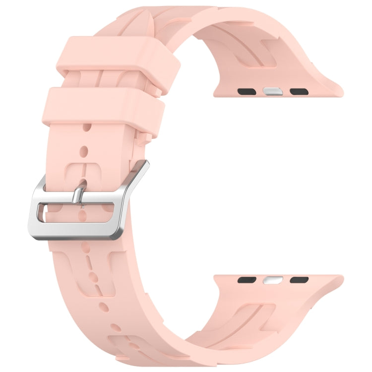 For Apple Watch SE 44mm H Texture Silicone Ladder Buckle Watch Band(Retro Rose) - free shipping - PMC TechLife - Order now!
