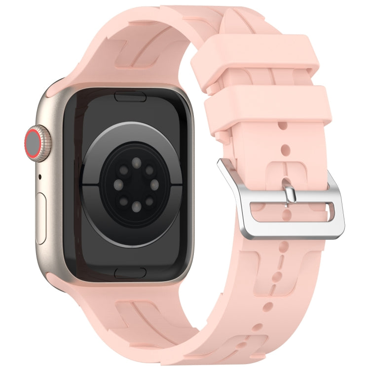 For Apple Watch SE 44mm H Texture Silicone Ladder Buckle Watch Band(Retro Rose) - free shipping - PMC TechLife - Order now!