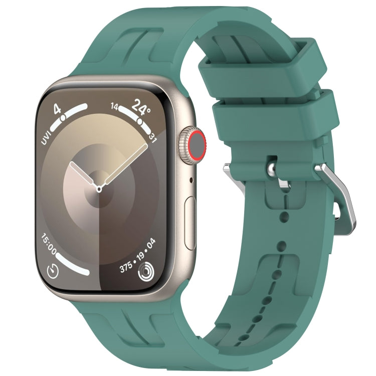 For Apple Watch SE 44mm H Texture Silicone Ladder Buckle Watch Band(Pine Green) - Watch Bands by PMC TechLife | Online Shopping South Africa | PMC TechLife