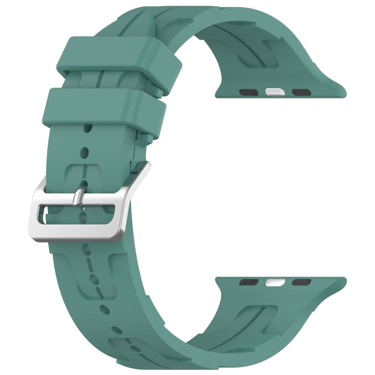 For Apple Watch SE 44mm H Texture Silicone Ladder Buckle Watch Band(Pine Green) - Watch Bands by PMC TechLife | Online Shopping South Africa | PMC TechLife